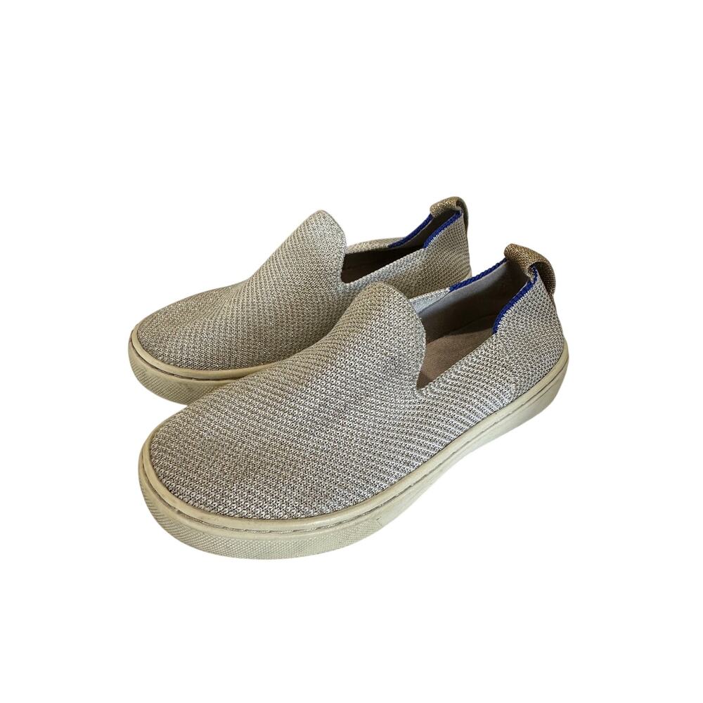 Rothy's Kids Sneaker Diamond Twill Silver Shimmer Washable Size 12 EUC